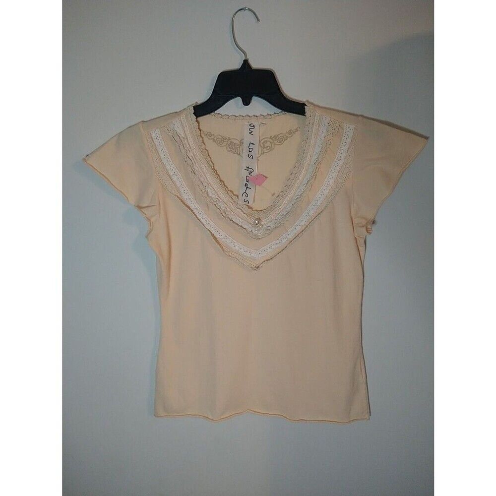 Johnny Was Embroidered Vneck Top Cream Sz Lrg Boho Feminine Cottage Core